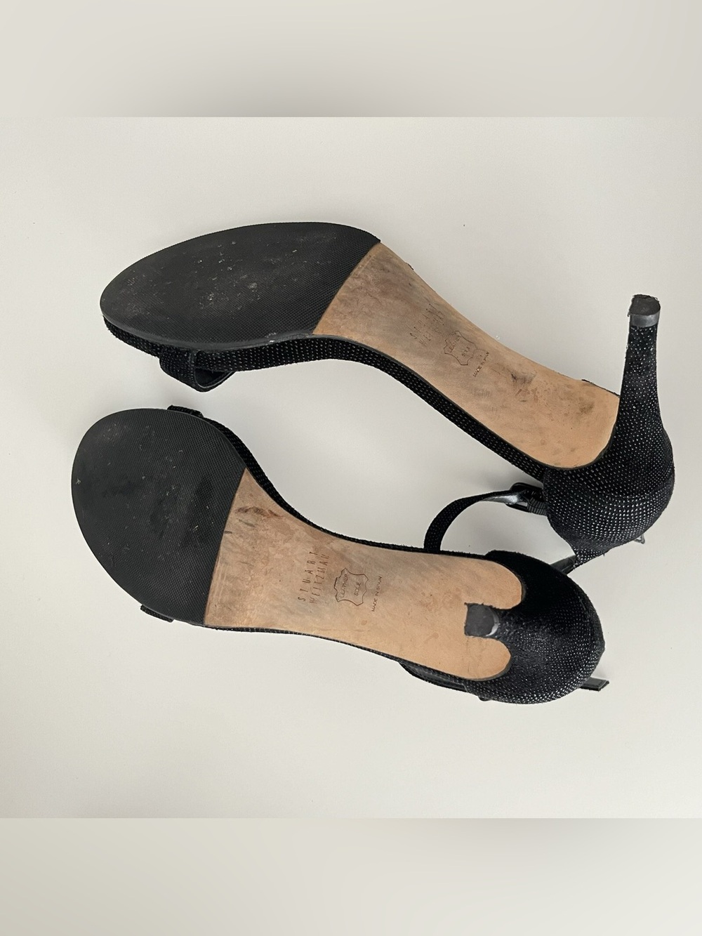 Stuart Weitzman Nunaked Leather Strappy Heels Sandals Size 8 Black Eveningwear - Picture 4 of 5